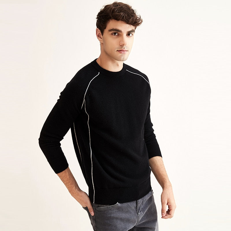 ZHILI Men's Round Neck Christmas Red Cashmere Sweater