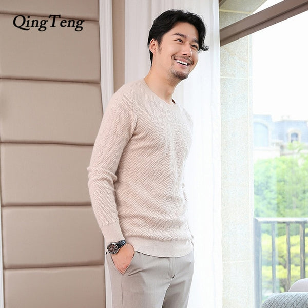 Real 100% Cashmere Male Sweater Winter Pullover Turtle Neck Men's Jumper White Mens Knitwear Pull Homme Men Sweater Christmas