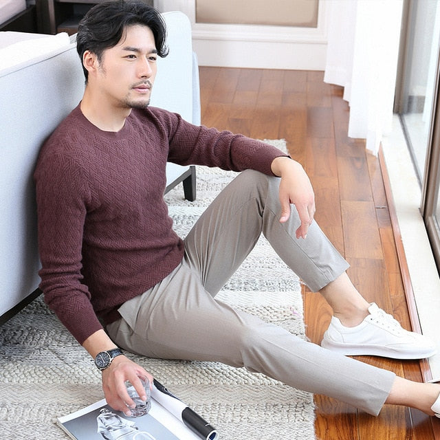 Real 100% Cashmere Male Sweater Winter Pullover Turtle Neck Men's Jumper White Mens Knitwear Pull Homme Men Sweater Christmas