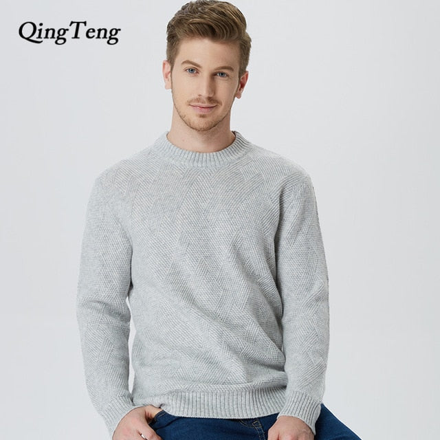 Genuine Cashmere 100 Pure Men's Sweater Cable Knit Thick Knitted Jacket Male Youth Wholesale Men's Pullover Wool Korean Style