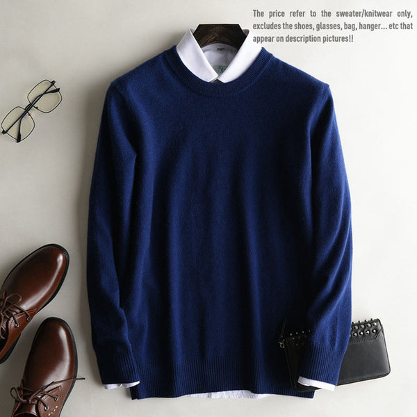 Winter Autumn New Brand Men's O Neck 100% Cashmere Sweater Cashmere Pullover For Man Long Sleeve Christmas Blusas Masculina