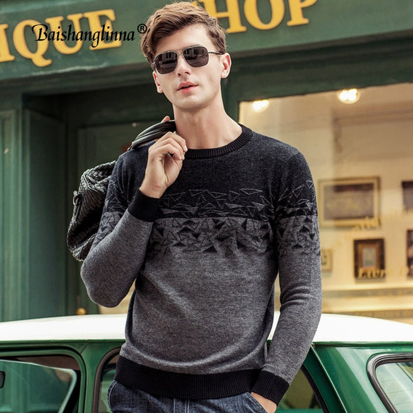 Baishanglinna Wool Sweater Men Casual O-Neck Pullover Men Clothes 2019 New Winter Christmas Soft Warm Cashmere Sweaters PD37393