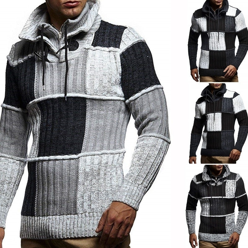 ZOGAA 2019 Solid Plaid Knitted Sweater Men Clothes Christmas Sweater Men Clothing 2019 Winter Man Pullover Men Sweater Coat