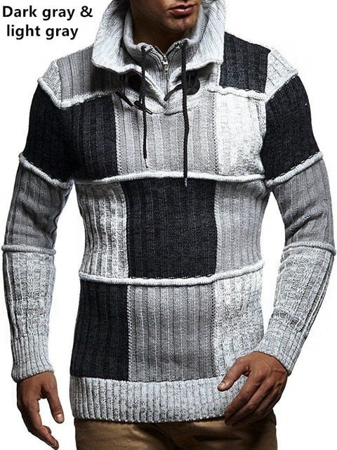 ZOGAA 2019 Solid Plaid Knitted Sweater Men Clothes Christmas Sweater Men Clothing 2019 Winter Man Pullover Men Sweater Coat