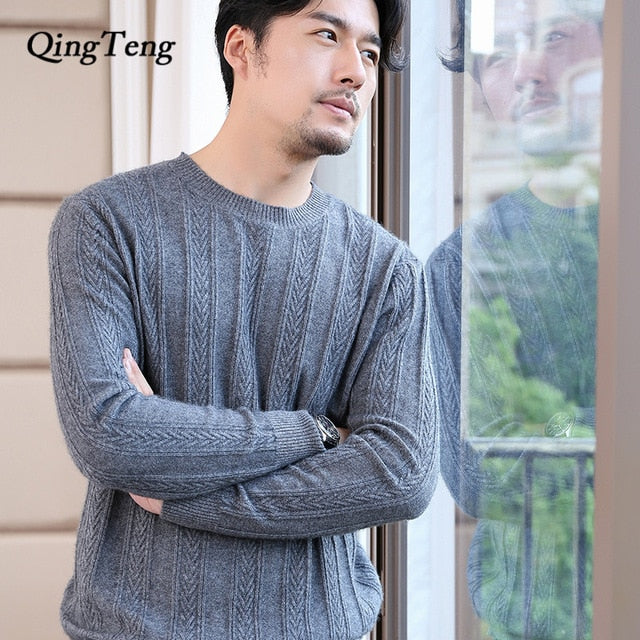 Men's O Neck Real 100% Cashmere Sweater Winter Autumn New Brand Cashmere Pullover For Man Long Sleeve Christmas Blusas Masculina