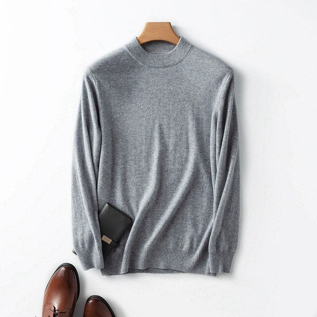 Winter Autumn New Men's Half Turtleck 100% Cashmere High-neck Sweater Cashmere Pullover For Man Long Sleeve Christmas Blusas