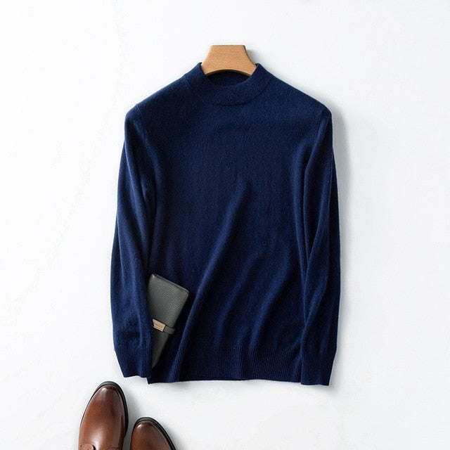 Winter Autumn New Men's Half Turtleck 100% Cashmere High-neck Sweater Cashmere Pullover For Man Long Sleeve Christmas Blusas