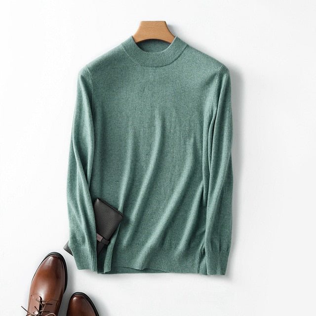 Winter Autumn New Men's Half Turtleck 100% Cashmere High-neck Sweater Cashmere Pullover For Man Long Sleeve Christmas Blusas