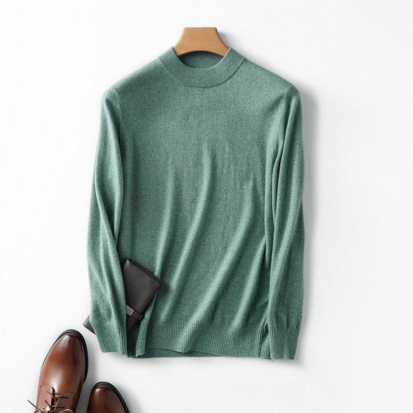 Winter Autumn New Men's Half Turtleck 100% Cashmere High-neck Sweater Cashmere Pullover For Man Long Sleeve Christmas Blusas
