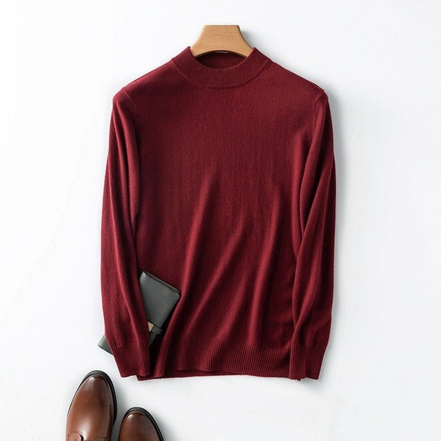 Winter Autumn New Men's Half Turtleck 100% Cashmere High-neck Sweater Cashmere Pullover For Man Long Sleeve Christmas Blusas