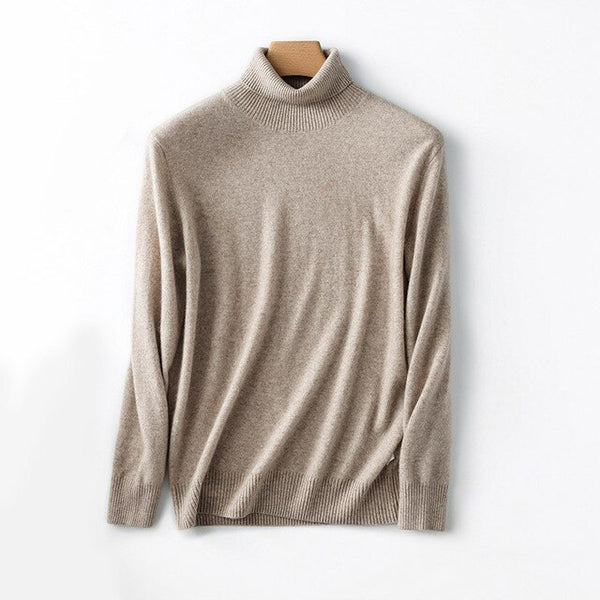 2019 Hot Selling Men's Turtleneck 100% Goat Cashmere Sweaters Solid Color Turn-down Collar Pullovers Cashmere Jumpers