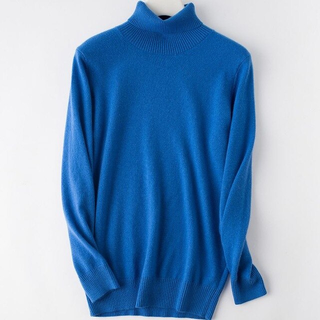 2019 Hot Selling Men's Turtleneck 100% Goat Cashmere Sweaters Solid Color Turn-down Collar Pullovers Cashmere Jumpers
