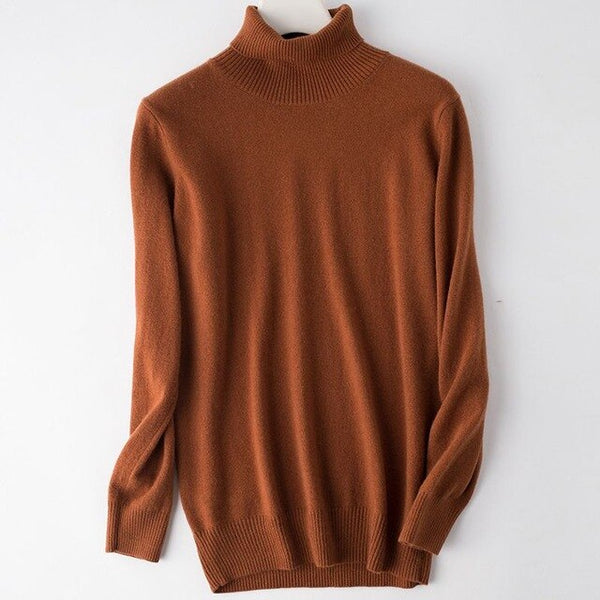2019 Hot Selling Men's Turtleneck 100% Goat Cashmere Sweaters Solid Color Turn-down Collar Pullovers Cashmere Jumpers