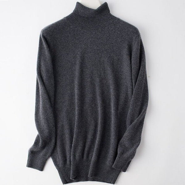 2019 Hot Selling Men's Turtleneck 100% Goat Cashmere Sweaters Solid Color Turn-down Collar Pullovers Cashmere Jumpers