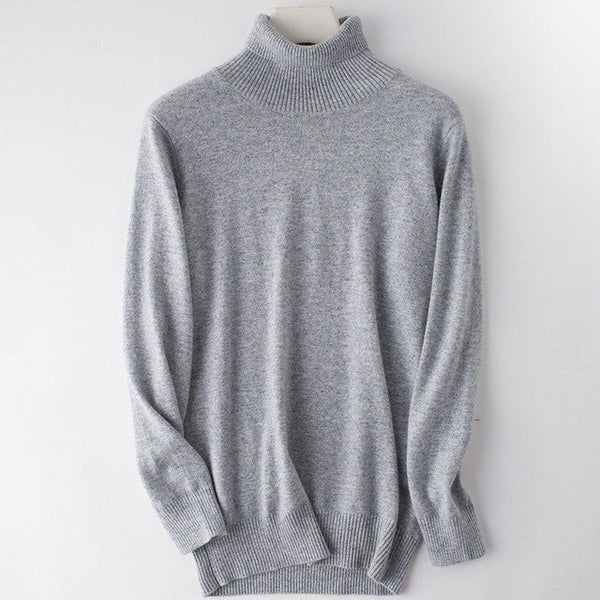 2019 Hot Selling Men's Turtleneck 100% Goat Cashmere Sweaters Solid Color Turn-down Collar Pullovers Cashmere Jumpers