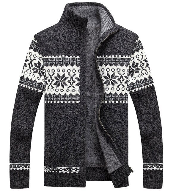 Men sweater thick zipper 2019 new winter male stand collar plus velvet thermal sweater teenage boys knitted cardigan coat M42