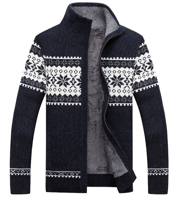 Men sweater thick zipper 2019 new winter male stand collar plus velvet thermal sweater teenage boys knitted cardigan coat M42
