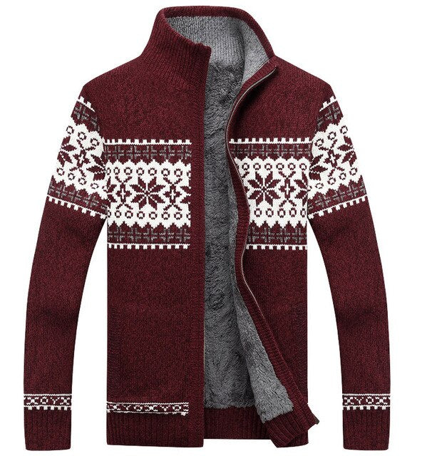 Men sweater thick zipper 2019 new winter male stand collar plus velvet thermal sweater teenage boys knitted cardigan coat M42