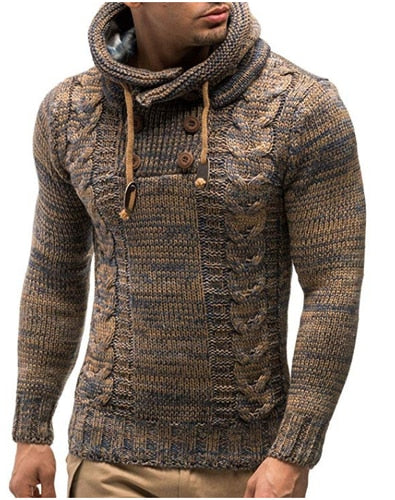 Men Winter Sweater Fashion Stand Collar Pull Over Sweater
