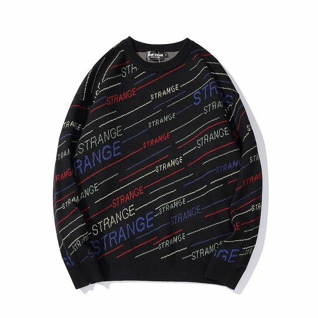 Harajuku Knitted Sweaters Men Hip Hop Letter Print Pullover Christmas Sweater Streetwear Male Fashion Loose Winter Fashion Tops