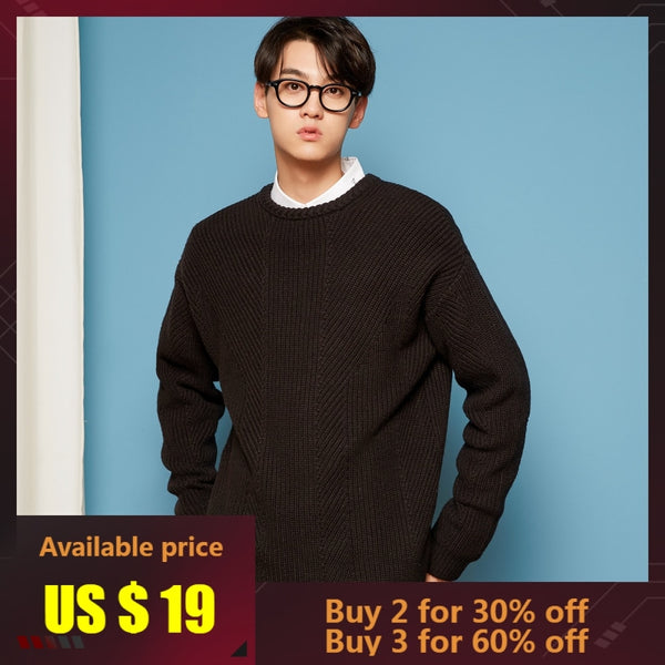 METERSBONWE New Autumn Winter Men Sweaters Long Sleeve Pullover Solid Color Fashion Korean Teen Sweater