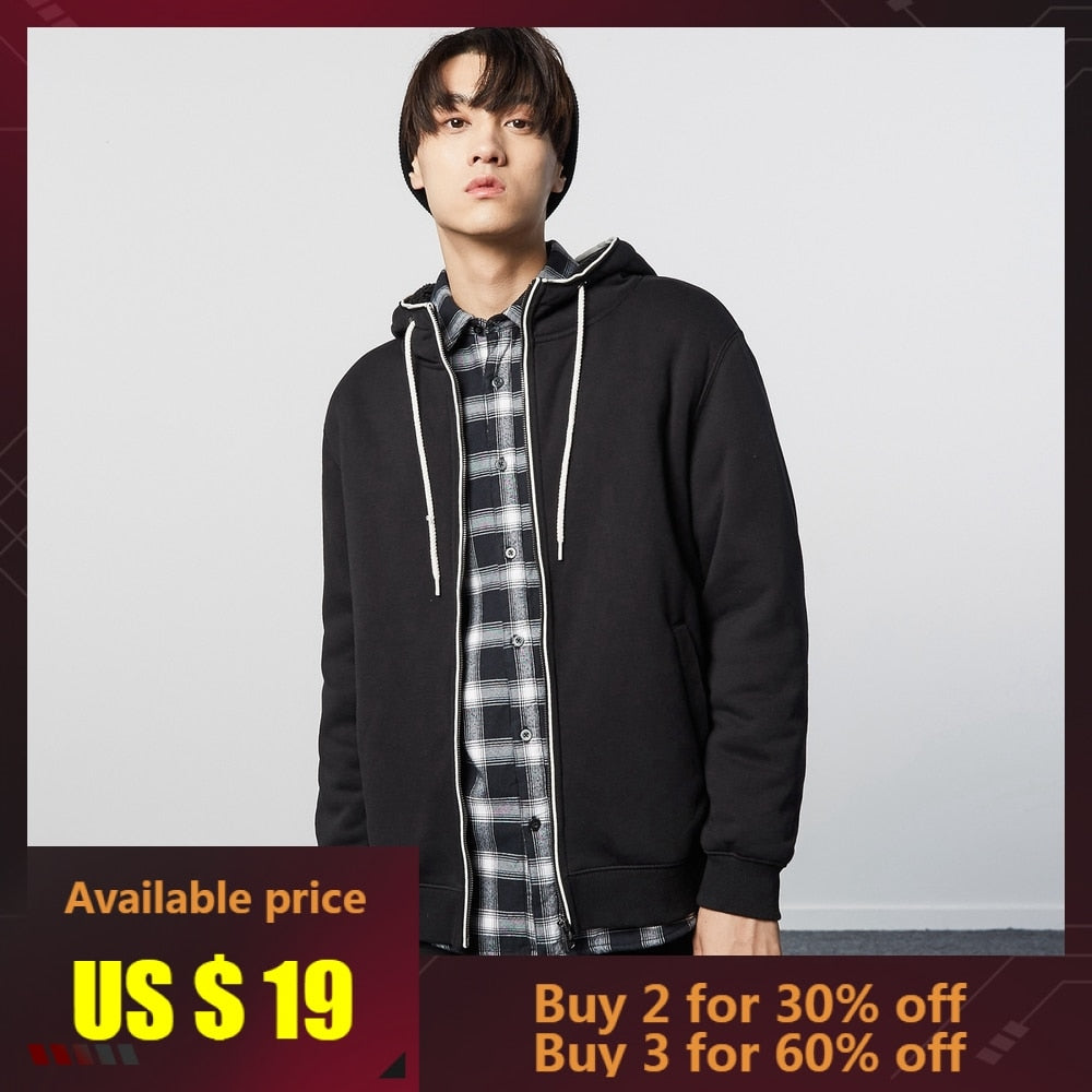 METERSBONWE New Winter Men Cotton Jacket Korean Version Plush Sweater Students Wear