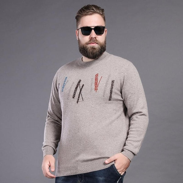 New Autumn Winter Men Pure Wool Extra Large Bottomed Sweater O-neck Computer Knitted Fashion High Quality Plsu Size 2XL-5XL 6XL