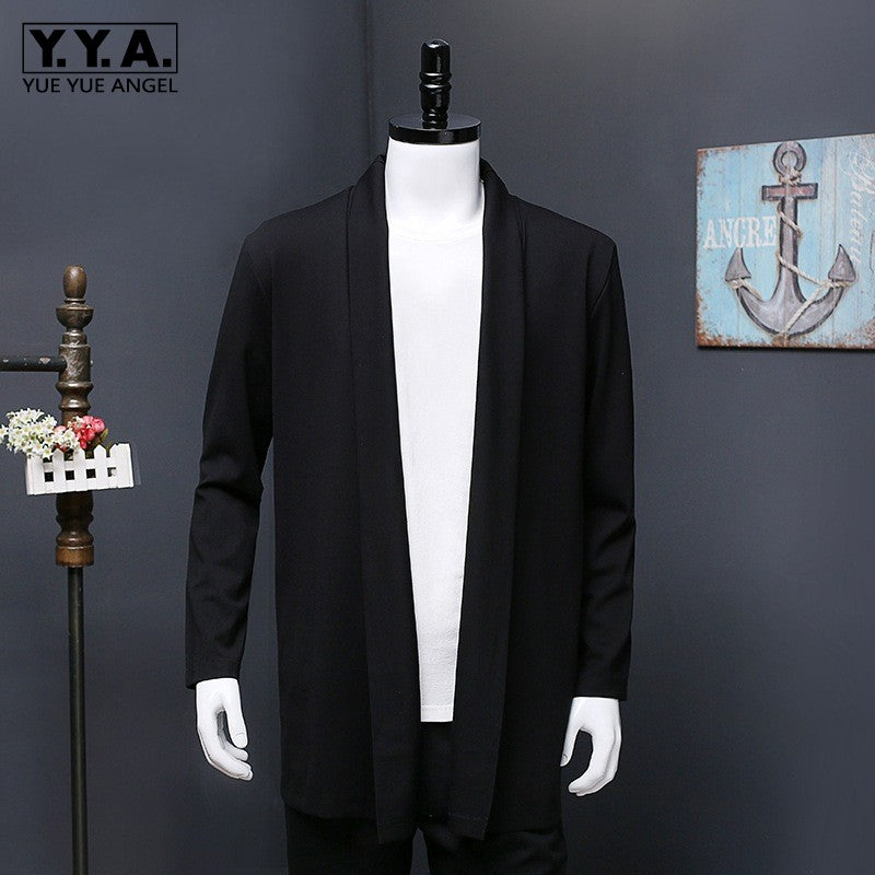 Classic Autumn Mens Knitted Cardigan Plus Size 2XL-7XL Long Trench Coat Knitwear Outerwear Loose Fit Sweater Cotton Cardigans