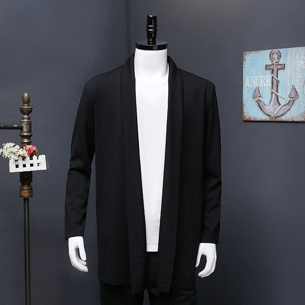 Classic Autumn Mens Knitted Cardigan Plus Size 2XL-7XL Long Trench Coat Knitwear Outerwear Loose Fit Sweater Cotton Cardigans