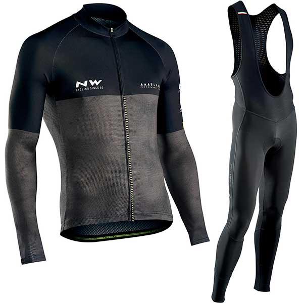 2019 NW team winter warm wool Jersey men's suit North wave clothing sweater bicycle riding outdoor mountain bike clothing bib pa
