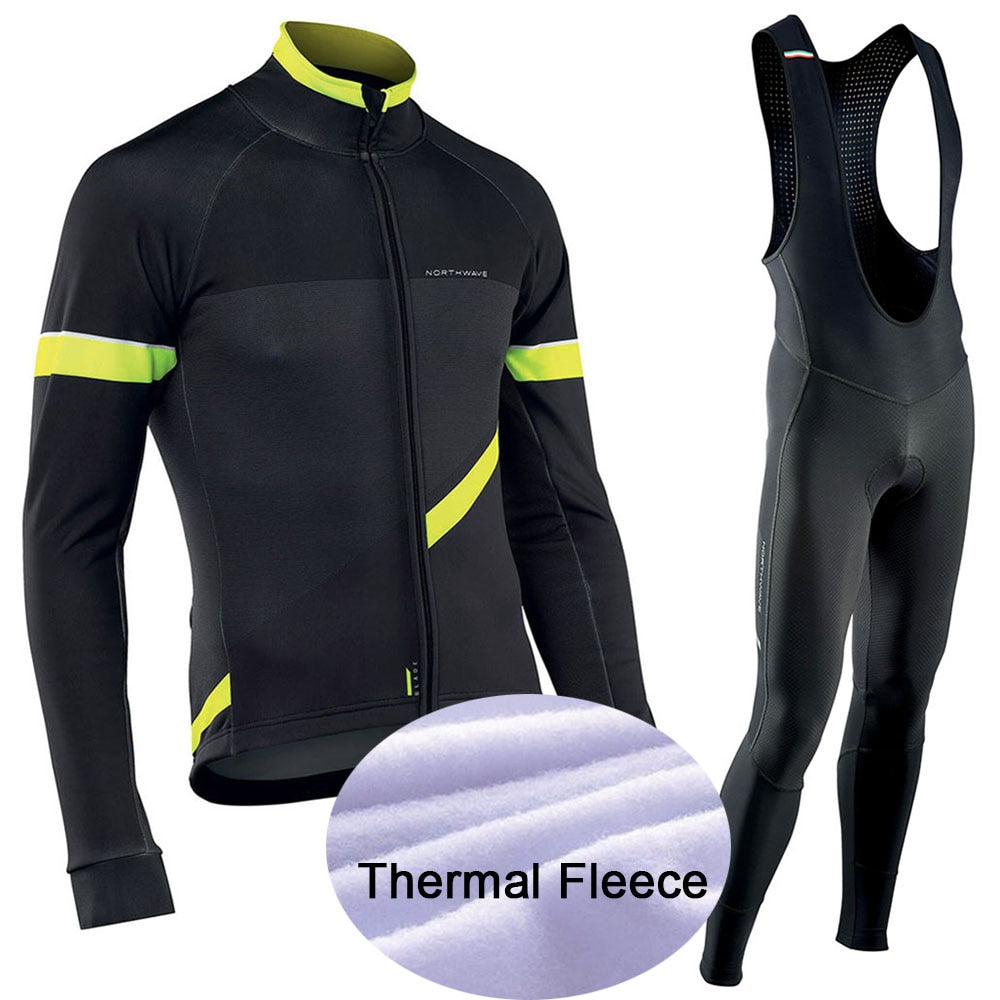 2019 NW team winter warm wool Jersey men's suit North wave clothing sweater bicycle riding outdoor mountain bike clothing bib pa