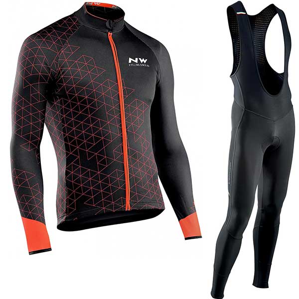 2019 NW team winter warm wool Jersey men's suit North wave clothing sweater bicycle riding outdoor mountain bike clothing bib pa