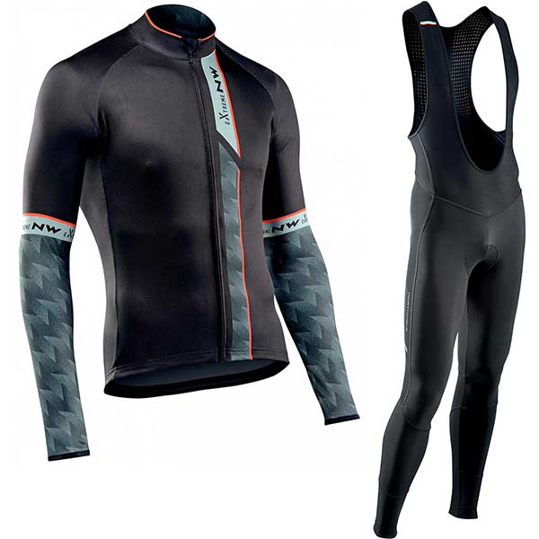 2019 NW team winter warm wool Jersey men's suit North wave clothing sweater bicycle riding outdoor mountain bike clothing bib pa
