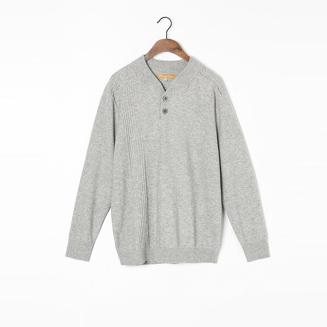 100%Cashmere Sweater Men Natural Fabric High Quality Embroidery Winter Pullover Dark Grey V-neck Pure Cashmere Sweaters Man