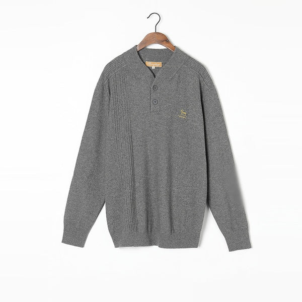 100%Cashmere Sweater Men Natural Fabric High Quality Embroidery Winter Pullover Grey V-neck Pure Cashmere Sweaters Man