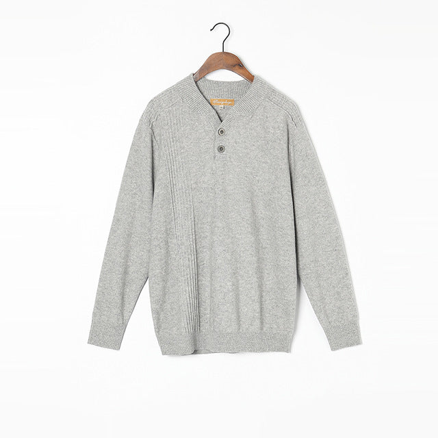 100%Cashmere Sweater Men Natural Fabric High Quality Embroidery Winter Pullover Grey V-neck Pure Cashmere Sweaters Man