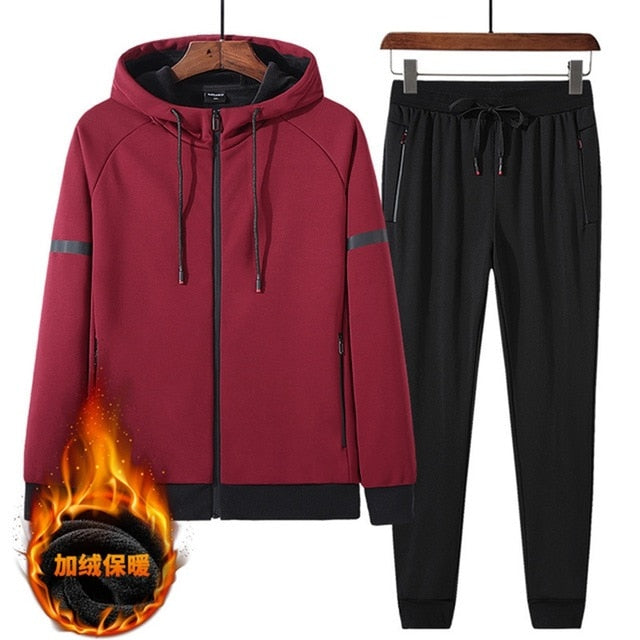 Autumn and winter thickening plus velvet sports suit men plus fertilizer XL warm tide two sets of 140 kg sweater Wei pants L-8xL