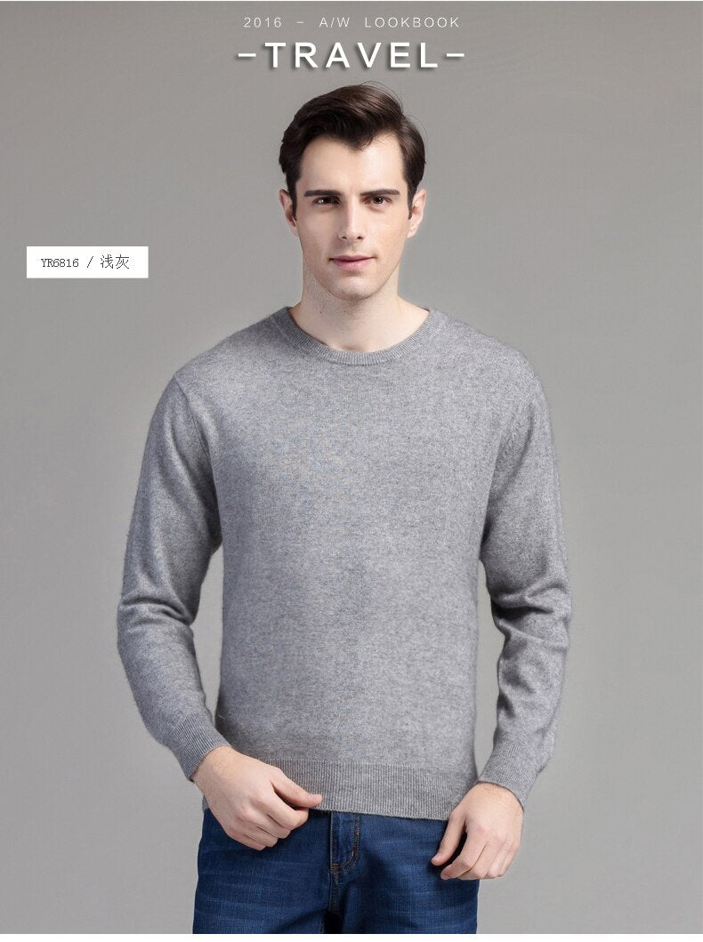 Men Cashmere Sweaters 2018 New Fashion High Quality Designer Autumn Winter Male O-Neck Slim Basic All Match Solid Color Sweaters