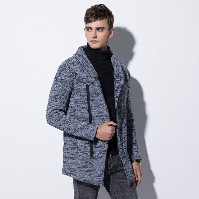 Japanese Korean Style Autumn and Winter Fashion Knitted Jacket Long Mens Cardigans Zipper Knit Sweater Cardigan Men Knitwear