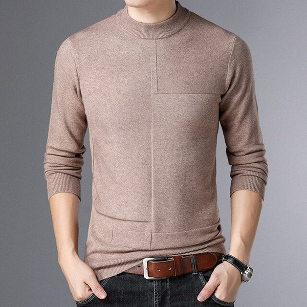 2019 Autumn Winter Men Sweater Fashion Man Half Turtleneck Long Sleeves Solid Color Casual Sweaters Male Slim Knitted Pullovers