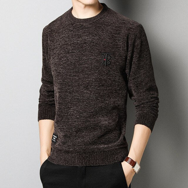 2019 Thick Velvet New Fashion Brand Sweater Man Pullover Slim Fit Jumpers Knitred Warm Winter Autumn Winter Casual Men Clothes