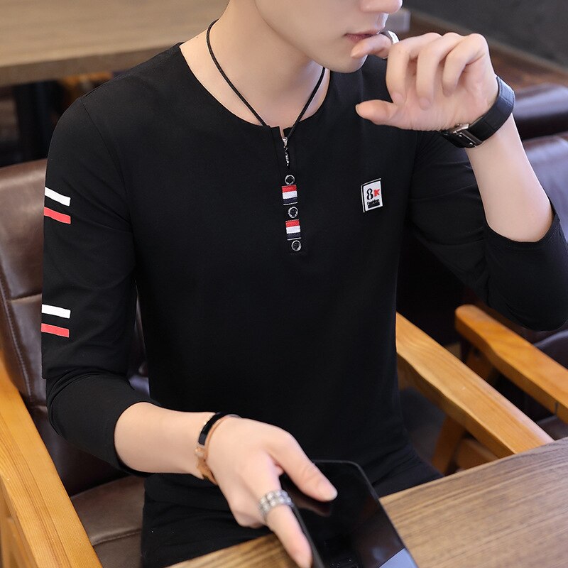 Long Sleeve T-Shirt Men's Slim Men's Cotton Round Collar Sweater Men's Compassionate Casual 11911