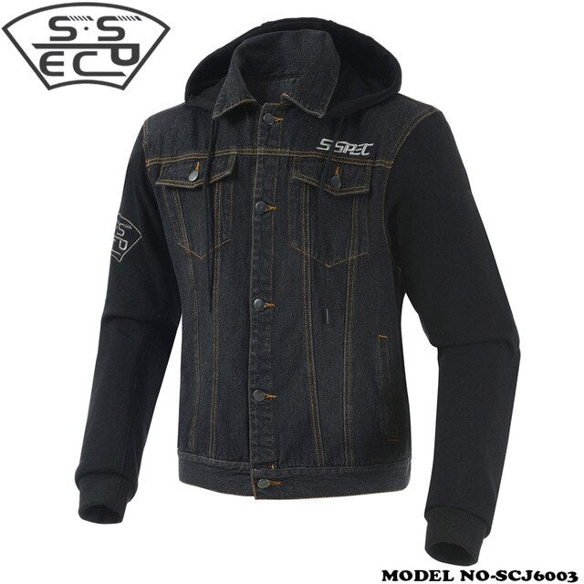 New men's denim jacket, motorcycle jacket, Hoodie for road racing,fashion casual sweater jacket, with motorcycle protective gear