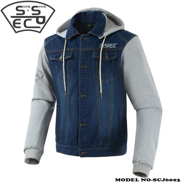 New men's denim jacket, motorcycle jacket, Hoodie for road racing,fashion casual sweater jacket, with motorcycle protective gear
