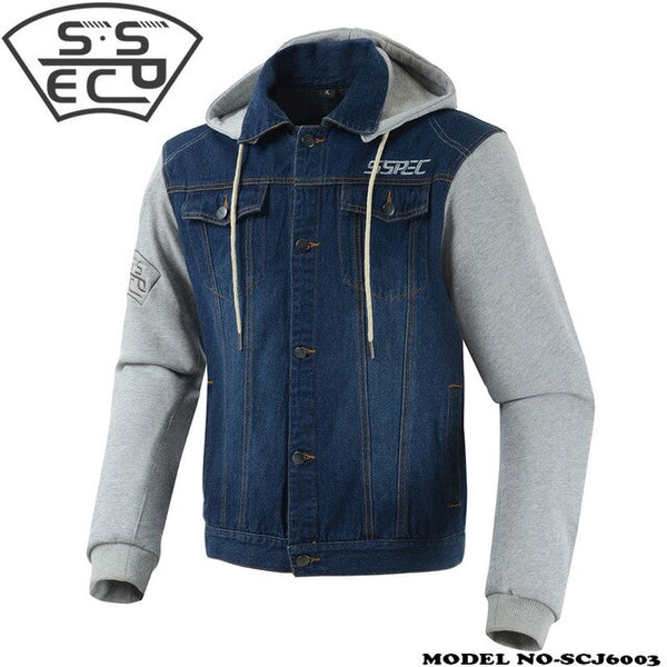New men's denim jacket, motorcycle jacket, Hoodie for road racing,fashion casual sweater jacket, with motorcycle protective gear