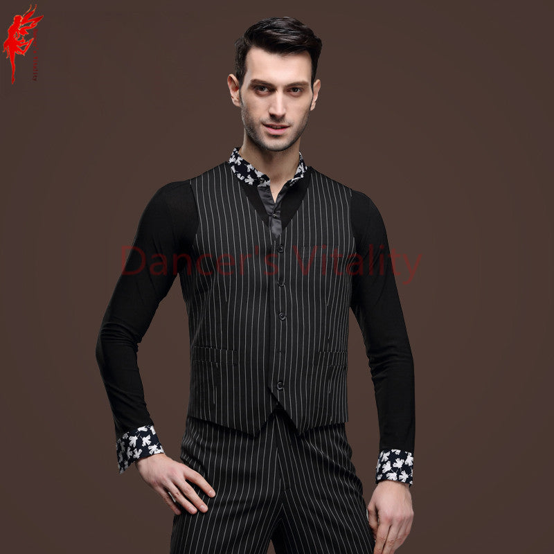 Men's latin dancing clothes stripes latin dance Vest boy's latin dance sleeveless sweater for men's latin dance clothing