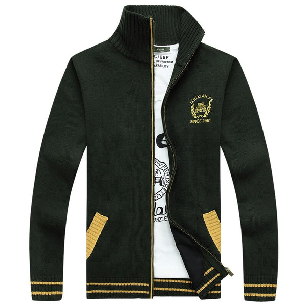 Mens Sweaters Autumn Cardigan Men Turtleneck Zipper Collar Knitted Wear Casual Loose Sweatercoat Men Cardigans Size M-XXXL