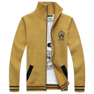 Mens Sweaters Autumn Cardigan Men Turtleneck Zipper Collar Knitted Wear Casual Loose Sweatercoat Men Cardigans Size M-XXXL