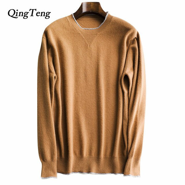 100 Cashmere Pure Men's Sweater O-Neck Striped Slim Fit Knitwear Mens Sweaters Pullovers Pullover Men Pull Homme Autumn Casual