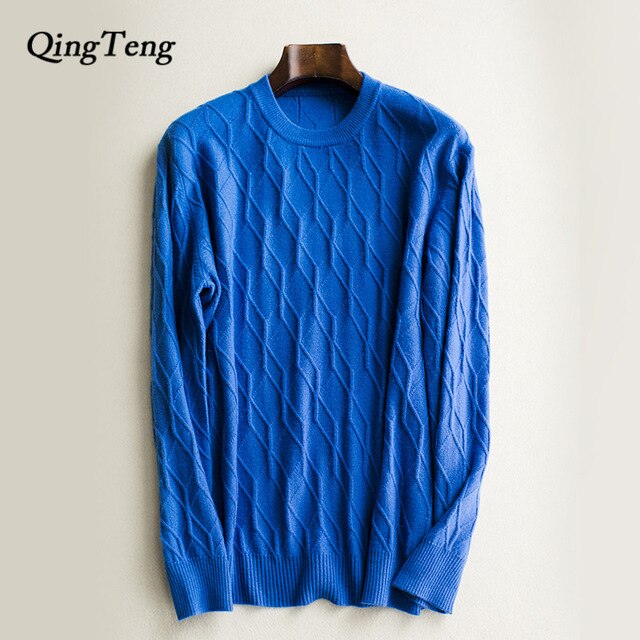100 Cashmere Real Men's Sweaters Autumn Male Black Gray Sexy Slim Fit Knitted Pullovers Solid Color Casual Sweaters Knitwear